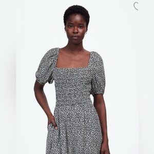 NWT Madewell smocked puff-sleeve midi dress - size 6